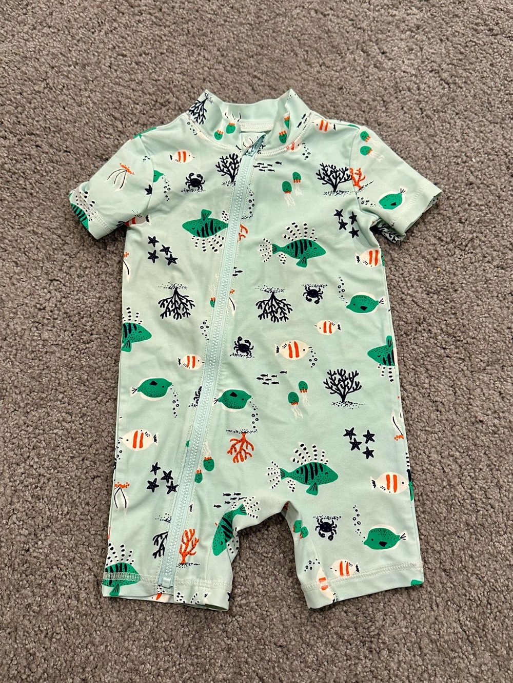 Carter's Mint Green Ocean Print Baby Kids One-Piece Swimsuit